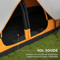 Outsunny Tente de camping familiale 6 pers. double toit légère ventilée facile à monter sac de tranport orange(m-6)