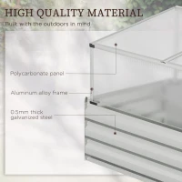 Outsunny Raised Beds for Garden with Mini Greenhouse, Galvanised Outdoor Planters and Cold Grame, for Herbs and Vegetables(m-7)