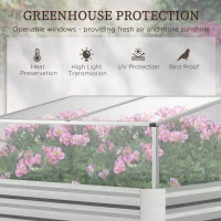 Outsunny Raised Beds for Garden with Mini Greenhouse, Galvanised Outdoor Planters and Cold Grame, for Herbs and Vegetables(m-5)