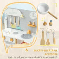 AIYAPLAY Bucătărie de jucărie cu accesorii, plită & cuptor, chiuvetă, ceas, rafturi, pentru 3-6 ani, Gri(m-7)