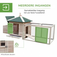 PawHut Kippenhok met ren kippenhuis kippenhok legnest massief houten stok(m-5)