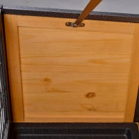 PawHut Konijnenhok verhoogde huisdierenhuisje kooi met afsluitbare deur hout-metaal lichtgeel 89,5 x 45 x 81 cm(m-12)