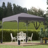 Outsunny 3 x 3 (M) Pop Up Gazebo - UPF 50+ Foldable Canopy Tent with Carry Bag on Wheels and 4 Leg Weight Bags, Height Adjustable, for Outdoor Garden Patio Party, Dark Grey(m-14)