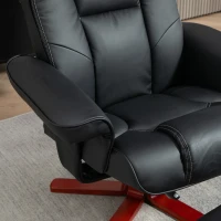 HOMCOM Faux Leather Manual Recliner and Footstool Set - Black(m-9)