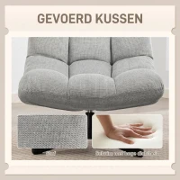 HOMCOM Draaifauteuil Loungefauteuil met Brede Zit, Waterafstotende Chenille-look, Gekruiste Stalen Poten, Lichtgrijs(m-5)