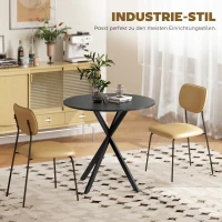HOMCOM Ronde keukentafel, 80 cm, compact tafelblad, spaanplaat, metaal, zwart(m-5)