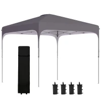 Outsunny 3 x 3 (M) Pop Up Gazebo - UPF 50+ Foldable Canopy Tent with Carry Bag on Wheels and 4 Leg Weight Bags, Height Adjustable, for Outdoor Garden Patio Party, Dark Grey(m-23)