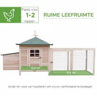 PawHut Kippenhok met ren kippenhuis kippenhok legnest massief houten stok(m-4)