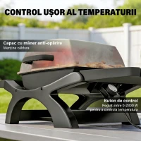 Outsunny barbecue electric 2300W, portabil de masă cu rafturi laterale, culoare negru.(m-4)