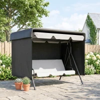 Outsunny Housse de Protection balancelle de Jardin bâche étanche dim. 2,15L x 1,55l x 1,5H m PE Noir(m-2)