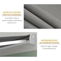 Outsunny Elektrische/Handmatig Uitschuifbare Zonnescherm, Volledig Gesloten Cassette, Afstandsbediening, Aluminium Frame, 3 x 2,5 m, Lichtgrijs(m-7)