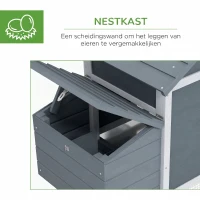 Pawhut krielkippenhok met nestkast pluimveehuis grijs(m-6)