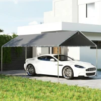 Outsunny Carpa Garaje para Coche 3x6 m Cochera Portátil Impermeable con Toldo de Tela PE y Marco de Acero Galvanizado Gris(m-10)