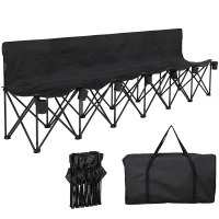 Outsunny® campingbank inklapbare bank 6-zits met draagtas tuinbank klapbank camping draagtas, Oxford + metaal, zwart / blauw, 279x48x80cm(m-15)