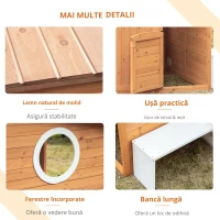 Outsunny Cabană de joacă pentru copii casă de grădină din lemn cu ușă și ferestre, banc, cutie poștală, tablou, de la 3 la 8 ani(m-4)