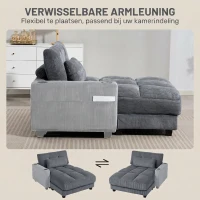HOMCOM Slaapbank met kussen, schuimvulling, omvormbaar tot bed, bekerhouder, grijs(m-7)