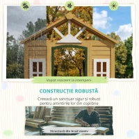 AIYAPLAY Căsuță de joacă din lemn pentru exterior cu ușă 3 ferestre 2 jardiniere pentru copii 3-8 ani 134,5 x 97 x 150 cm Maro(m-7)