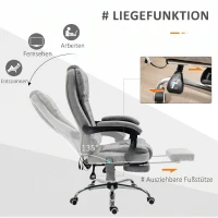Vinsetto Bureaustoel met Massagefunctie, Ergonomische Bureaustoel met Leun- & Warmtefunctie, Afstandsbediening, Grijs(m-5)