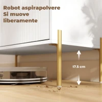 HOMCOM Credenza Moderna, Mobile Bar da Caffè con 3 Cassetti Silenziosi, 2 Ripiani Regolabili, 5 Gambe in Acciaio, Bianco(m-7)
