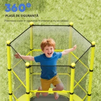 HOMCOM Trambulină Ø140 cm pentru copii 3-10 ani cu plasă de siguranță, capacitate 50 kg, interior/exterior, galben(m-4)