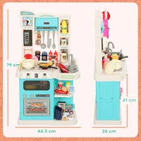 AIYAPLAY Bucătărie de jucărie pentru copii 3-6 ani cu 92 de accesorii din PP, PE și ABS, 44,5x24x79 cm, verde(m-3)