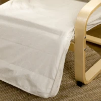 HOMCOM Wooden Armchair, Upholstered Linen Lounge Chair with Adjustable Footrest & Removable Cushion, Poang Chair for Living Room, Cream White(m-10)