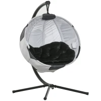 Outsunny Hängesessel Hängekorb mit Gestell Fußballdesign Hängeschaukel Hängestuhl mit Kissen Korb faltbar Stahl(m-1)