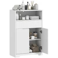 HOMCOM Freistehendes Badezimmerschränkchen mit Schublade und verstellbarem Regal(m-8)