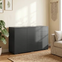 HOMCOM Mobile buffet con 2 cassetti, 3 ante e ripiano regolabile, 117x36x74 cm, nero(m-11)