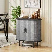 HOMCOM Buffet Wohnzimmer, ovales Aufbewahrungsmöbel mit 2 Schiebetüren und 2 Fächern, 80 x 40 x 78 cm, grau(m-2)