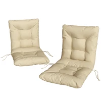 Outsunny Set 2 Perne pentru Scaune de Exterior cu Curele de Fixare, din Poliester și Bumbac, 120x50x8 cm, Bej(m-12)