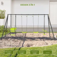 Outsunny Balansoar 4 agrafe portico cu balansoar - dim. 3,55L x 1,84l x 1,86H m metal epoxid anticoroziv PE Gri(m-6)