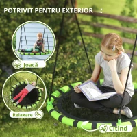 Balansoar AIYAPLAY pentru copii, suportă 150 kg, Ø100 x 180H cm, metal, spumă, negru(m-4)