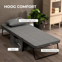 HOMCOM 4-in-1 opklapbed fauteuil voetenbank ligstoel 5-laags in hoogte verstelbaar grijs(m-7)