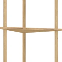 HOMCOM Bamboo Storage Shelf, 5-tier Corner Shelf, Freestanding Shelving Unit for Living Room, Home Office, Natural Wood Finish(m-13)