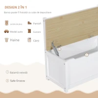 Homcom Set 4 Pezzi Tavolino con Sedie e Panca Portaoggetti per Bambini in Legno(m-4)