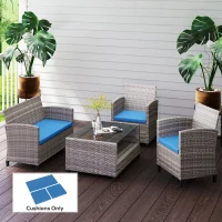 Outsunny Outdoor Seat Cushion Pads for Rattan Furniture, 3 PCs Garden Furniture Cushions,  Sky Blue(m-14)