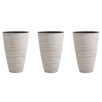 Outsunny 3er-Set Blumentöpfe, Pflanztöpfe, Indoor, Outdoor, 70 cm, Cremeweiß(m-1)