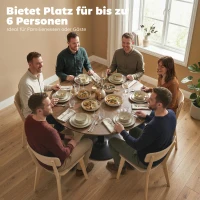 HOMCOM Ronde eettafel voor 6 personen, 110 cm moderne keukentafel met voet voor woonkamer, bruin houtnerf(m-4)