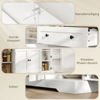 HOMCOM Sideboard keukenkast met 4 deuren, lade, verstelbare plank, deurplanken voor keuken, eetkamer, 138x40x85cm, wit(m-7)