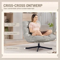 HOMCOM Draaifauteuil Loungefauteuil met Brede Zit, Waterafstotende Chenille-look, Gekruiste Stalen Poten, Lichtgrijs(m-4)
