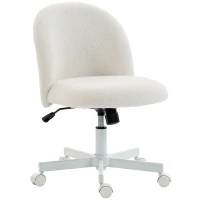 HOMCOM Cadeira de Secretária Giratória em Sherpa com Altura Ajustável Função de Balanço Capacidade 120 kg Creme(m-7)