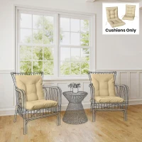 Outsunny Set 2 Perne pentru Scaune de Exterior cu Curele de Fixare, din Poliester și Bumbac, 120x50x8 cm, Bej(m-7)