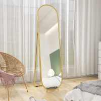 HOMCOM Espejo de Cuerpo Entero Ovalado con Marco Metálico 50x180 cm Dorado(m-6)