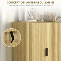 HOMCOM Meuble à Chaussures 15 Paires, Armoire à Chaussures 5 Niveaux avec Étagères Réglables, 2 Portes et Pieds en Métal, Chêne(m-7)