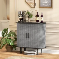 HOMCOM Aparador para Sala Móvel de Arrumação Oval com 2 Portas Deslizantes e 2 Compartimentos 80x40x78 cm Cinza(m-6)