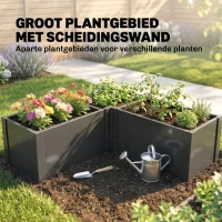 Outsunny L-vormig verhoogd bed, weerbestendig plantenbak van verzinkt staal 150 x 150 x 55 cm zwart(m-4)
