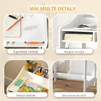 AIYAPLAY Set birou și scaun pentru copii 3-8 ani cu compartimente și rafturi deschise, alb(m-4)