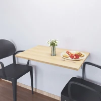 HOMCOM Mesa Dobrável de Parede Mesa Auxiliar Suspensa para Cozinha Sala de Jantar 60x40x20cm Madeira Natural(m-8)