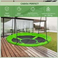 Outsunny Balanță cuib de pasăre rotundă, coș de balanță Ø 110 cm, 4 inele incluse, metal epoxidic, Oxford de înaltă densitate, verde(m-7)